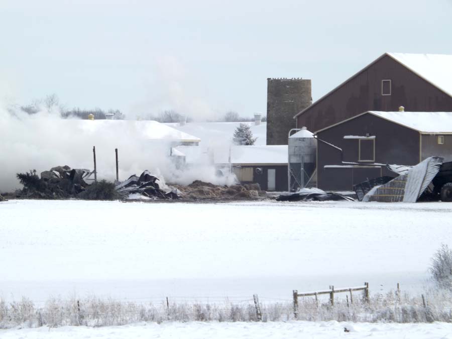 Large fire destroys implement shed